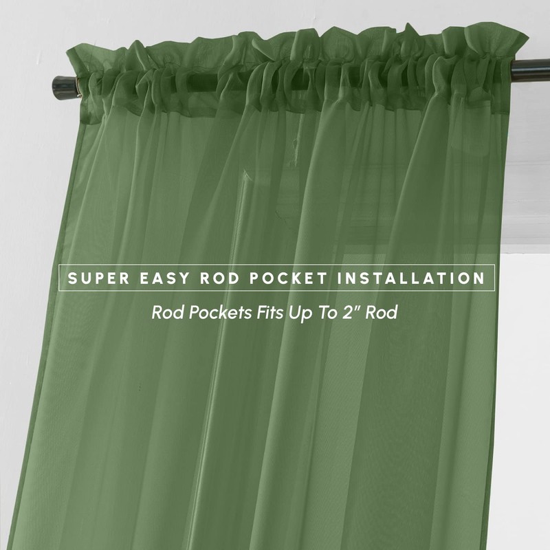 Elegant Comfort 2-Piece SHEER PANEL with 2inch ROD POCKET -