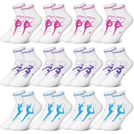 Glitopper 12 Pairs Gymnastics Theme Socks Team Gifts Bulk Gymnast Stuff Party Favors for Women Girls Teacher Sister Lovers Accessories
