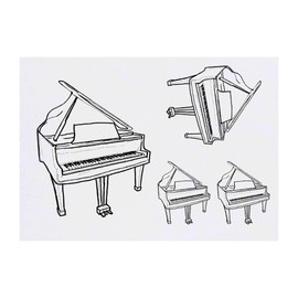 4 x 'Grand Piano' Temporary Tattoos - Water Resistant, Skin-Safe, Non-Toxic Transfers, Mixed Sizes (TO00075652)
