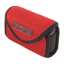 OP/TECH USA 7302254 Snappeez-Medium, Wide Body Horizontal Neoprene Pouch for Camera (3.75 X 2.5 X .75-1.25 Inch) (Red)