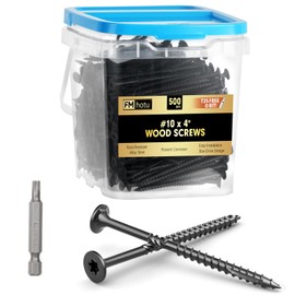 #10 x 4” Deck Screws, 500Pcs Star Drive Wood Screws, Rust Resistant Timber Screws for Timber/Log/Landscaping Wood, T25 Star Bit Included, Black