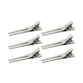 AKOAK 50 Pcs/Pack 1.8" Double Prongs Hairpins Curl Clips Silver Metal Alligator Hair Clips for Hairdressing Hair Extensions