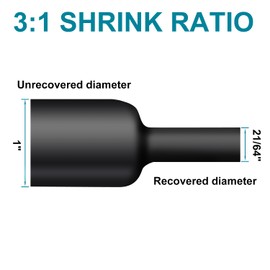 1 Inch Heat Shrink Tubing - 5 Ft 3:1Ratio Waterproof Heat Shrink Tubin - Adhesive Lined,Dual Wall Adhesive Shrinkable Wire Wrap Tube - Black