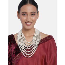 Aheli Kundan Pearl Choker Necklace Earrings Maang Tikka Set Indian Traditional Wedding Jewelry Gift for Women Green