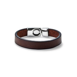 UNO de 50 Smooth Brown Leather Bracelet, Silver Plated, Grande, Silver, No Gemstone, Silver, No Gemstone