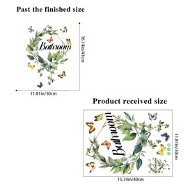 2 Pcs Bathroom Toilet WC Sign Door Stickers Washroom Wall Decals Peel and Stick Removable DIY Beautiful Flower Wash Room Door Decor (Bathroom)