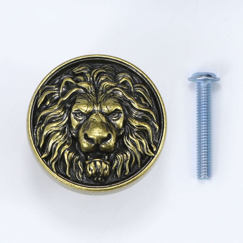 Cabinet Knobs Antique Lion Head Drawer Pulls Gold Animal Knobs