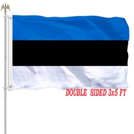 3x5 Estonia Estonian Flag Outdoor Double Sided Vivid Color Country Flag Heavy Duty 210D Nylon Cloth with 2 Brass Grommets 4 Rows of Stitches