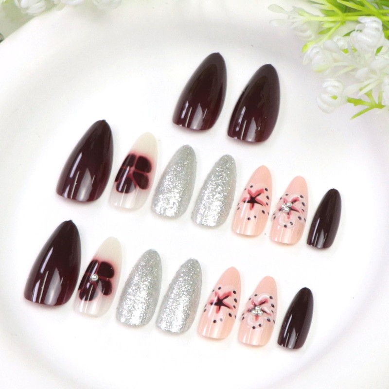 Almond Press on Nails Medium Fake Nails Press ons with