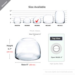 WGV Dome Vase, Width 8" Height 5.7" Clear Elegant Glass Planter Terrarium Gathering Storage Jar Taper up Floral Container for Wedding Party Ceremony Event Office Home Decor, 1 Piece