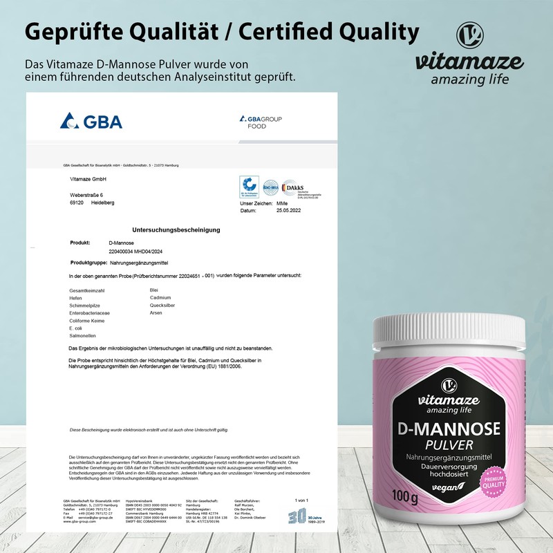 D-Mannose Powder High Dose & Vegan, 2000 mg per Daily