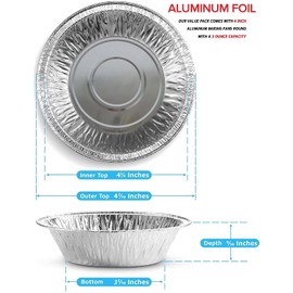 Aluminum Foil Mini Pie Pans - Disposable Small Pie Tins for Bakeries, Cafes, Restaurants - Durable Mini Tart Pans for Pie, Fruit Tarts, Quiche (Size: 4 Inch,9/10" Deep) (50)