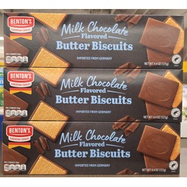 Bentons Milk Chocolate Flavored Butter Biscuits 4.4oz 125g (Three Boxes)