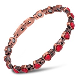 THE NORTH RING Red Turquoise Heart-shaped Pure Copper Bracelet for Women Adjustable Bracelet