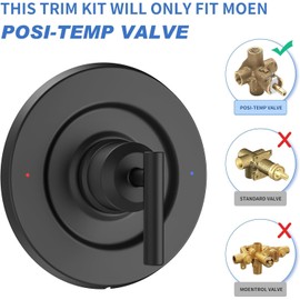 Replacement for Moen T2901BL Gibson Posi-Temp Valve Trim Kit, Matte Black Shower Trim Kit Shower Lever Handle (Cartridge + Puller Included)
