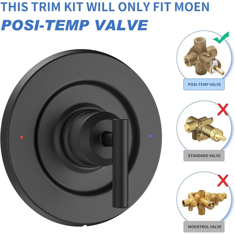 Replacement for Moen T2901BL Gibson Posi-Temp Valve Trim Kit, Matte