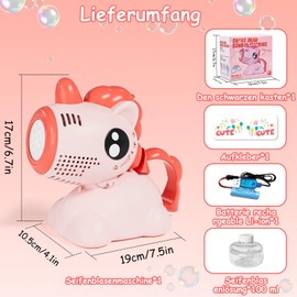 Ambesty Unicorn Bubble Gun for Children, Bubble Gun with 100 ml Soap Bubbles Liquid, Bubble Gun Machine with Light for Children/Birthday/Party/Wedding (Pink)