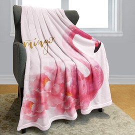 YISUMEI Blanket 100 x 150 cm Cuddly Blankets Soft Flannel Soft Fleece Blanket Pink Flamingo Print