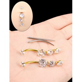 Boernfnso Internally Threaded Belly Button Rings Surgical Stee, Extra-Long & Short Simple Belly Rings, 14G Belly Piercing Jewelry,Navel Piercing Jewelry for Women Men 14mm
