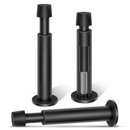 Door Stoppers for Skirtings, 3 Pack Door Stop Wall Mounted 112mm Long Doorstop Black Spring Door Stops with Rubber Tip Bumper, Indoors Outdoors Doorstops with Screws