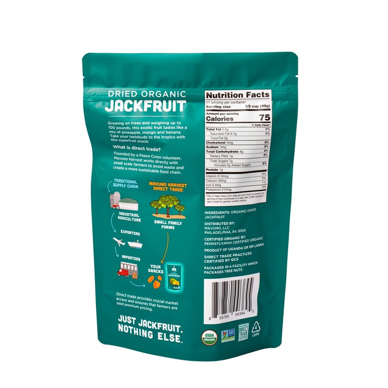 Mavuno Harvest Jackfruit Dried Fruit Snacks | Unsweetened Organic Dried