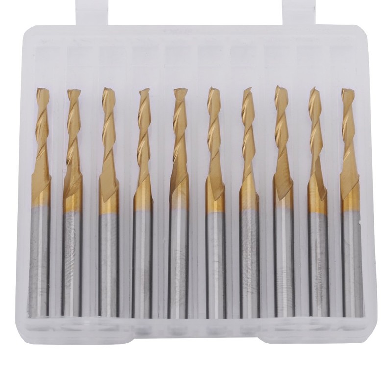 10pcs/set 3.175mm Shank 2mm Cutting Edge Diameter Flat Nose Double