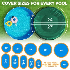 24 ft Round Pool Cover for Above Ground Pools, Above Ground Pool Cover, Swimming Pool Cover, Winter Pool Cover, Keeps Out Debris, Cold and UV Resistant, Supreme Mesh, Green