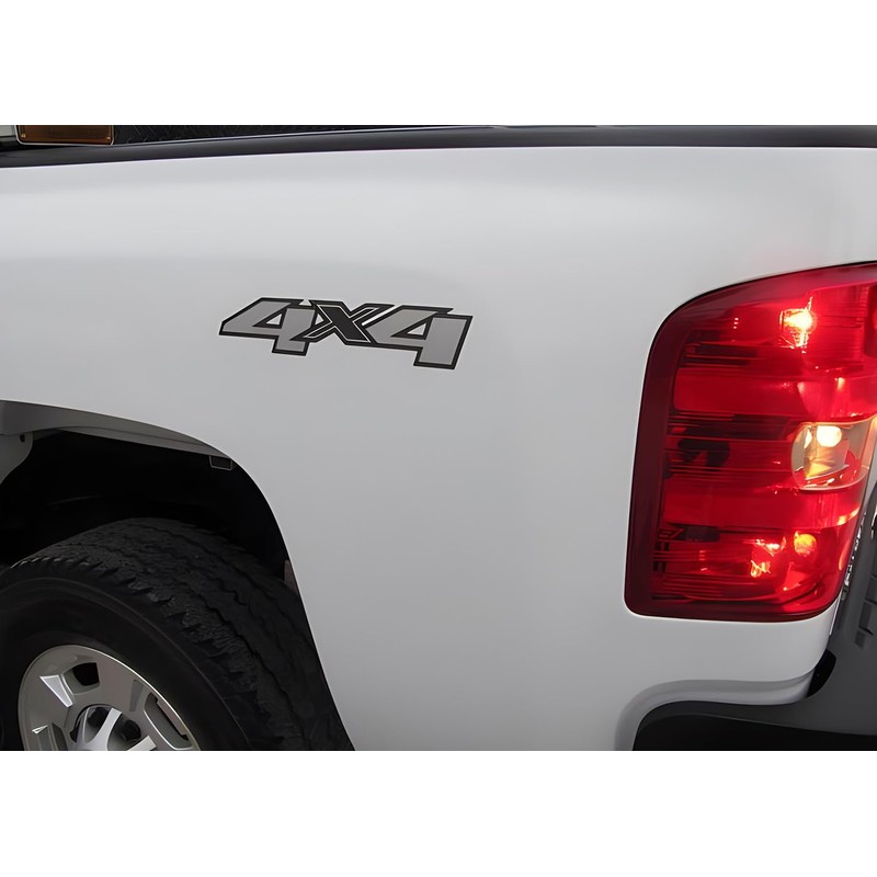 2Pc 4x4 Decals Stickers Emblem Replacement for Silverado Truck Bed