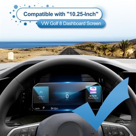 Coleya Displayschutzfolie Kompatibel mit VW Golf 8 MK8 GTI GTD GTE 2020 2021 2022 2023 2024, VW Golf 8 Gehärtetes Glas Schutzfolie, 9H Anti-Kratzer Dashboard Displayschutzfolie (10,25 Zoll)