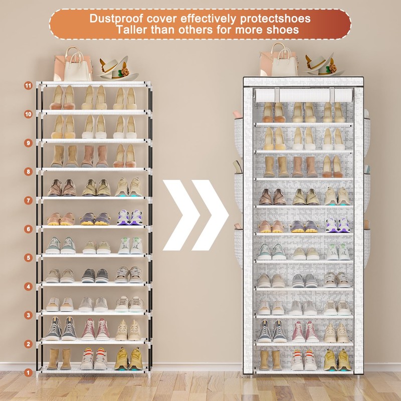 OYREL Shoes Rack 10 Tier Tall Shoe Rack with Storage