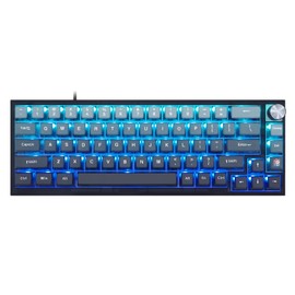 MOLGRIA SKYLOONG GK68 Blue Backlit Gaming Keyboard with Side Transparent Pudding Keycaps, Hot Swappable Red Optical Switches, Type C Wired Knob Mechanical Keyboard for Win/Mac OS