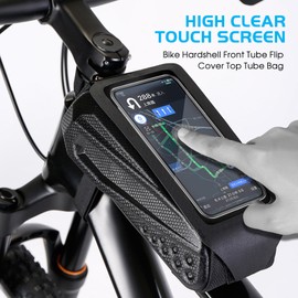 Aomiun Bike Frame Bag, Bike Phone Holder, Large Capacity & Easy Access, Lightweight, Stable Installation & Cable Exit Cycling, Gifts for Men (1L)