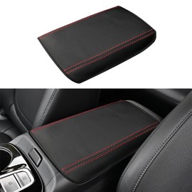 DEYTOP Center Console Cover for Hyundai Tucson 2022 2023 2024 Accessories Car Armrest Cover for Hyundai Tucson 2024 Accessories Anti-Scratch Leather Armrest Protector (Black with Red Stitches)