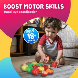 Skoolzy Apple Factory Learning Toy - 12 Plastic Apples for Sorting, Counting & Learning - Montessori Toys for 3 Year Old - Fun Apple Toys for Toddlers - Counting Games for Kids Ages 3-5