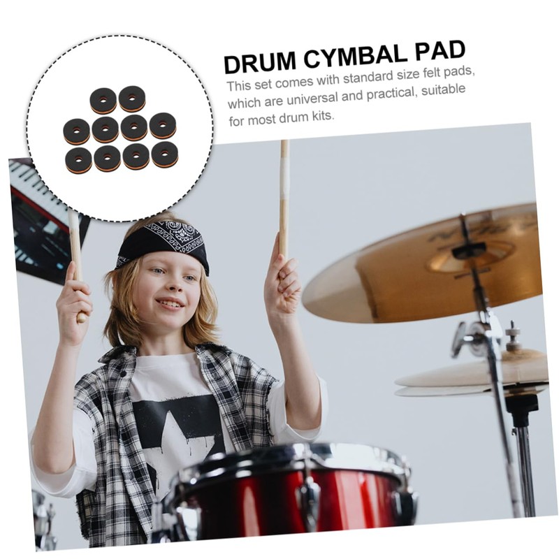 FUNOMOCYA Drum Set Pad 10 Pcs Cymbal Felt Pads Durable