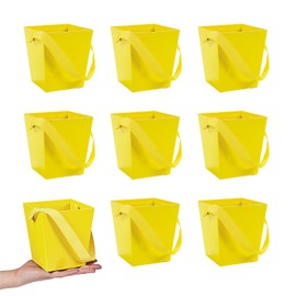 Bulk 24 Pieces Yellow Cardboard Buckets with Ribbon Handles