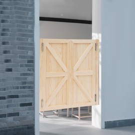 Undercat Swinging Door, Interior Pine Wood Cafe Doors, Auto Close Partition Door with 4 Hinges, for Hallway Porch Kitchen Bar Stairs Entrance, 35.43 * 35.43 in, Log Color