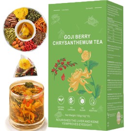Liver Detox Herbal Tea, Dandelion Goji Berry Tea, Liver & Kidney Cleanse Dandelion Wolfberry Tea, Chinese Chrysanthemunn Cassia Seed Tea Bags with Eight Herbal Ingredients(1Box/15 Bags)