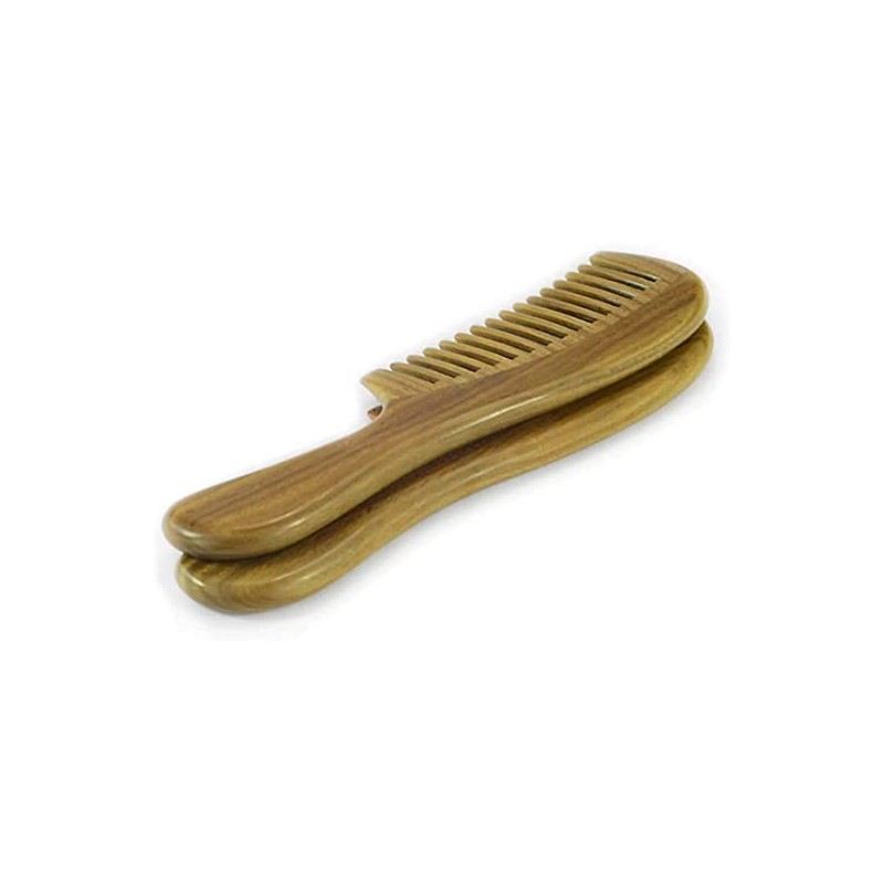 EQLEF Green sandalwood wide-tooth no static handmade comb (20cm)