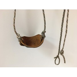 Desert Camo Paracord and Leather Cupped Pouch Shepherd Sling Handmade by David The Shepherd