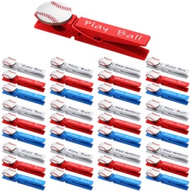 Geelin 90 Pcs 2.9 Inch Sports Spirit Clothes Clips Cheer Pins Mini Wooden Pins Tournament Decorations for Backpacks Clothes Pictures Photos Team Ball Cheer Gifts Stuff Supplies Party Favor(Baseball)