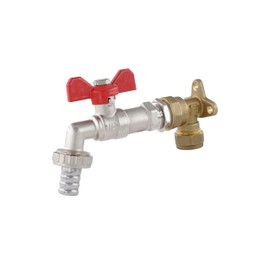 Wärmer System Outside Garden Tap Butterfly Handle with Sealing PTFE, Rotating Nut and Wallplate Elbow Fixture (1/2 inch Garden Tap)