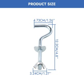 No Rust 3/8 Inch Diameter 2 Pcs Hammock Hooks Galvanized Zinc Hook Heavy Duty Metal Indoor Outdoor Hammocks Replacement Silver Hooks for 1-1/4 to 2 Inch Stand Holes Home Hardware Accessories