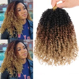 COOKOO 10 Inch 8 Packs Pre Twisted Crochet Yanky Twist Hair for Women Ombre Passion Twist Crochet Braids Hair Spring Twist Synthetic Hair Short Havana Twist Crochet Hair Extensions 1B/30/27#