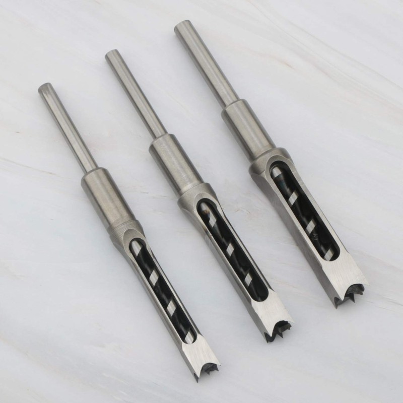 Rowiz 3pcs Woodworking Square Hole Drill Bits Mortising Chisel Set,
