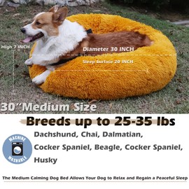 Pet Beds for Medium Dogs Calming Dog Bed 30 Inches Orange Dog Beds for Medium Dogs Washable Anti-Anxiety Dog Bed Medium Size Dog