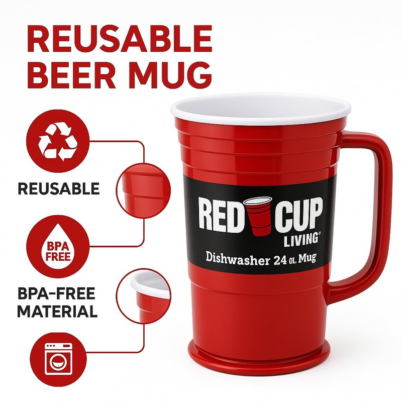 Beer Mug Stein with Handle – 24oz Large Glass Beer