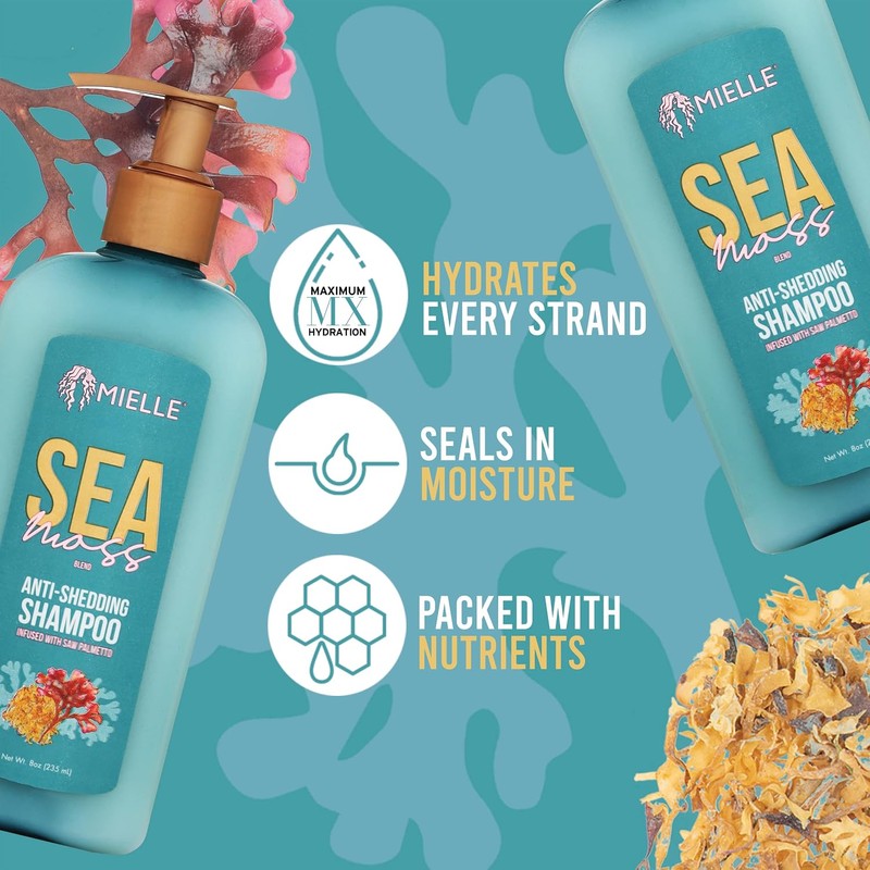 Mielle Organics Champú Anticaída De Musgo Marino 8 Onzas Líquidas