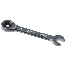 napkery 7mm Metric Stubby Box End Head Geared Wrench, 72 Teeth Ratcheting Combination Wrench Spanner for Projects with Tight Space