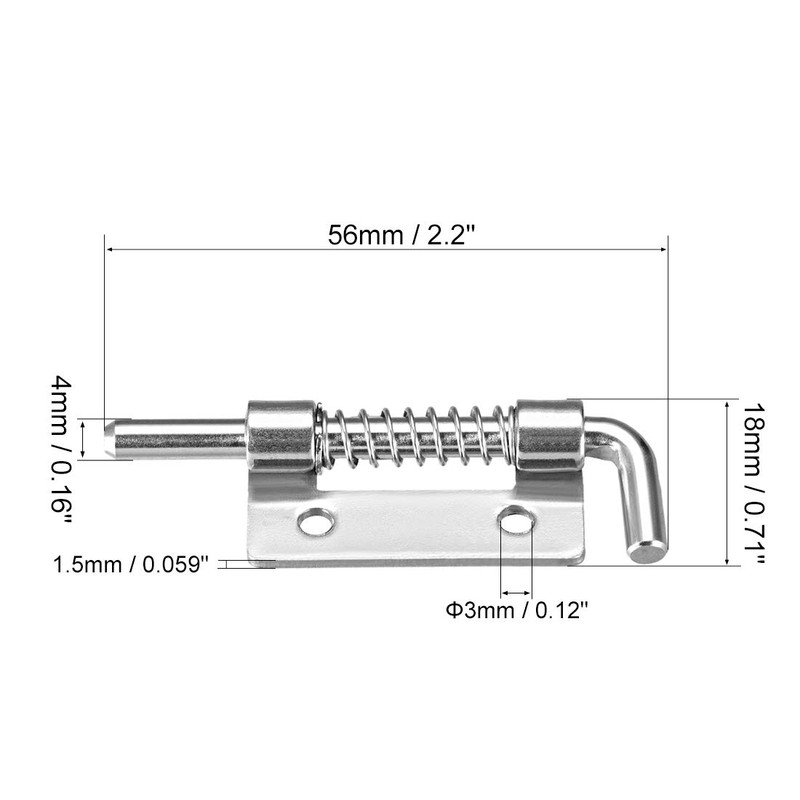 sourcing map Spring Latch, 2.2 Inch Left-Handed Stainless Steel 304